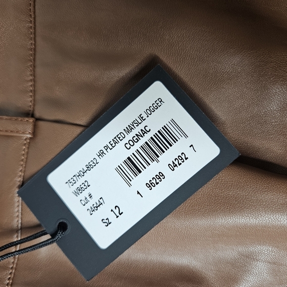 Paige Mayslie Vegan Pleated Jogger In Cognac SZ 12 - Picture 4 of 7